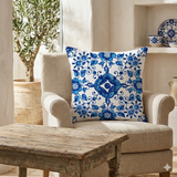 Housse de coussin bleue azulejos