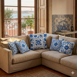 Housse de coussin bleue azulejos
