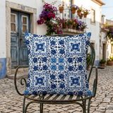 Housse de coussin bleue azulejos