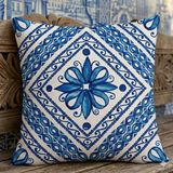 Housse de coussin bleue azulejos