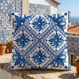 Housse de coussin bleue azulejos