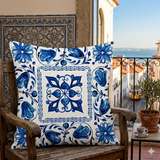 Housse de coussin bleue azulejos